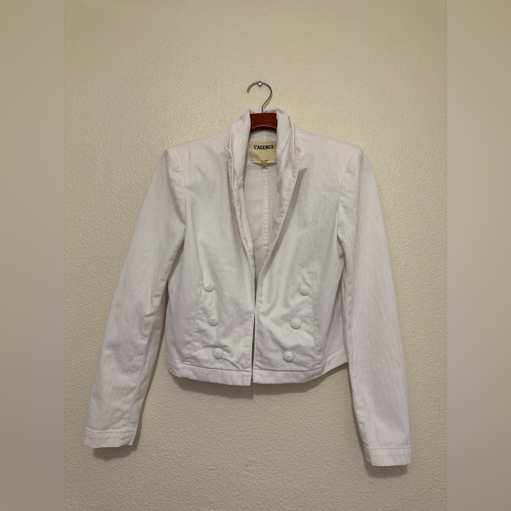 L'AGENCE Dolly white cropped JACKET Small
